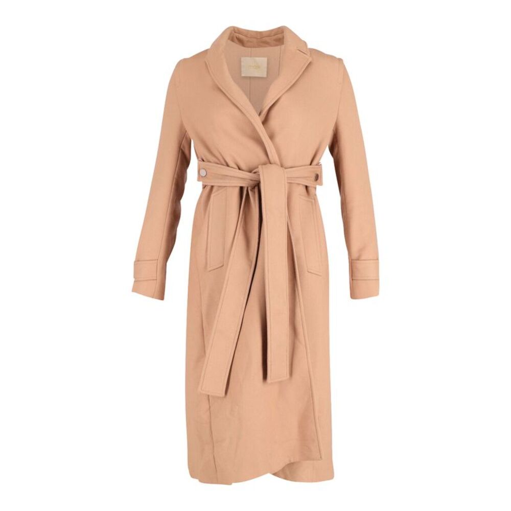 Maje Gump Pleated Trench Coat in Beige Polyester